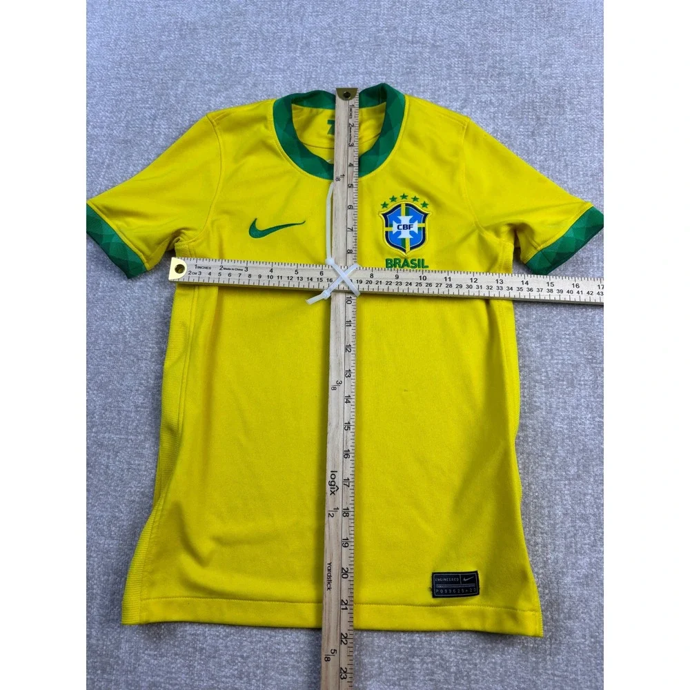 Nike Brazil National Team Soccer Jersey Kids Small Yellow Green Dri-FIT